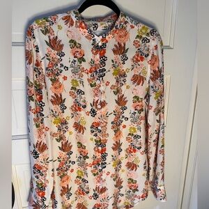 Equipment Femme 100% Silk Shirt Like New Floral Mandarin Collar, M Gorgeous!